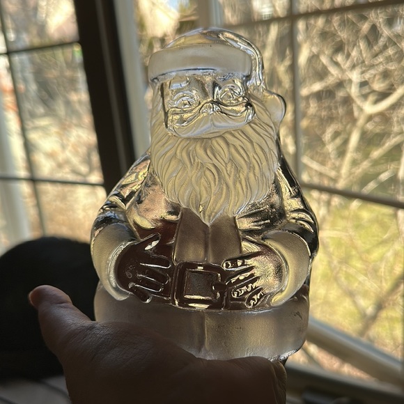 Vintage Viking lead cut glass/frosted Santa paperweight, decoration - Picture 8 of 11